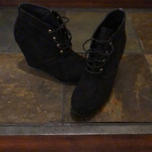 Black Wedge Boots